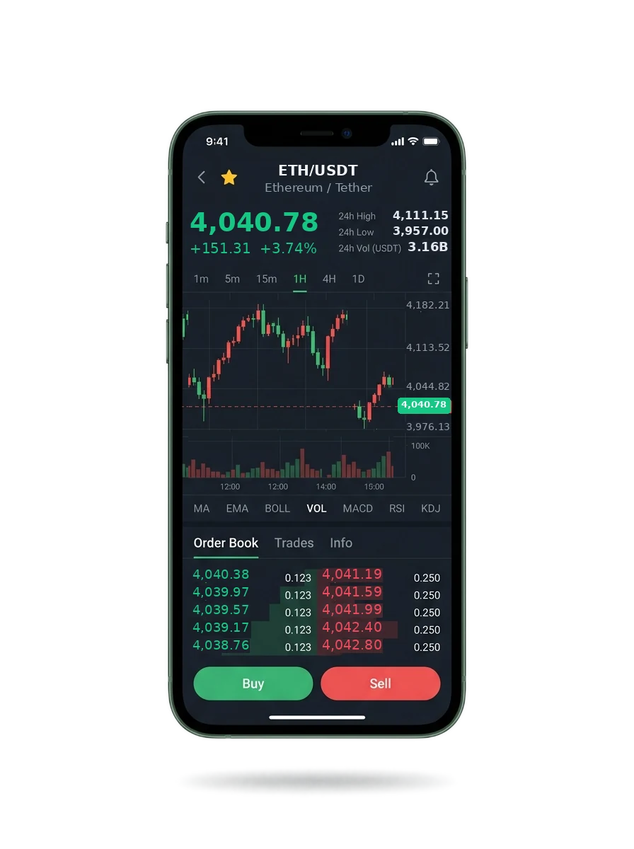The same portfolio view on a phone screen